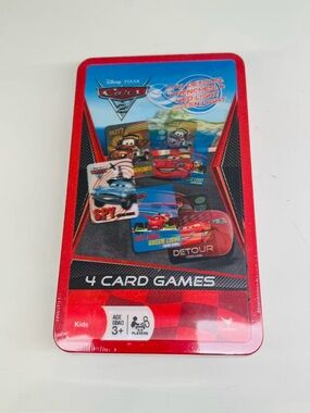 Disney Pixar CARS 4 Card Games in Collectible Decorative Tin NEW